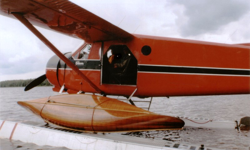  Red Cedar Trader Canoe, strapped to a Beaver float plane
