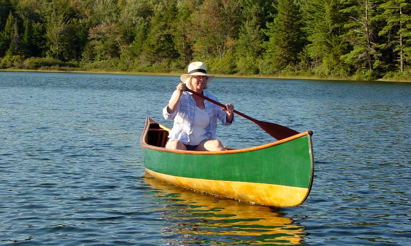  Algonquin Canoe, Green and Schellac finish, a sunny afternoon on South Pond